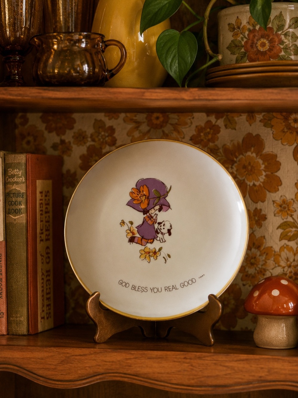 Vintage Mopsie Collector Plate God Bless You Real Good Porcelain Japan 1983
